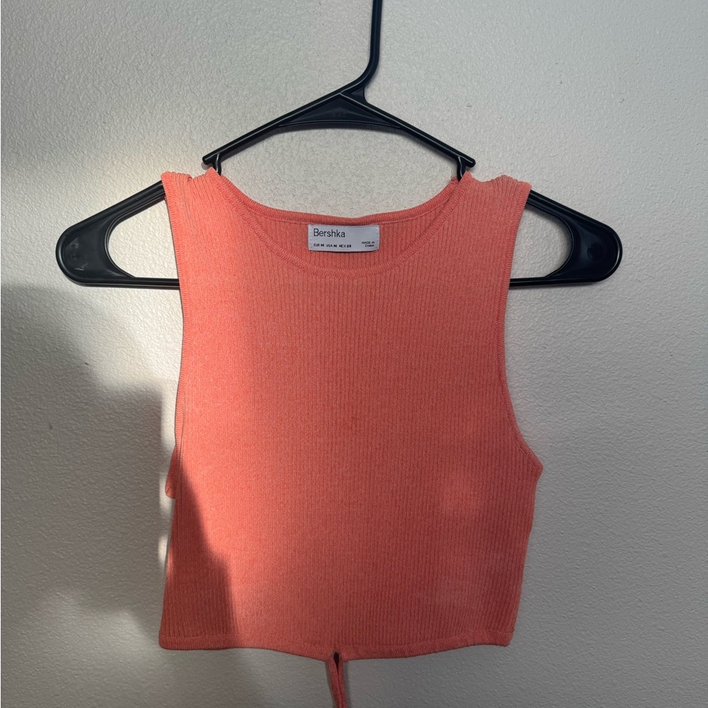 Bershka Vibrant Coral Knit Top